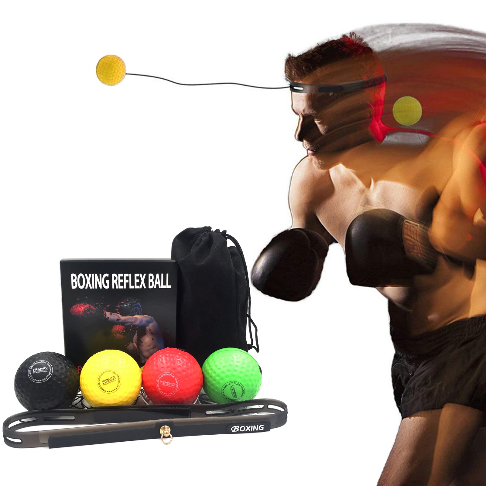 Boxing Reflex Balls with Silicone Fitness Headband Punching Training