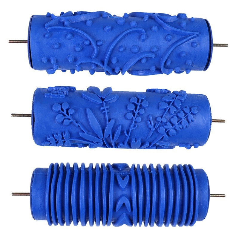 7inch 3D Rubber Wall Decorative Painting Roller, Patterned Roller Wall Decoration Tools Without Handle Grip