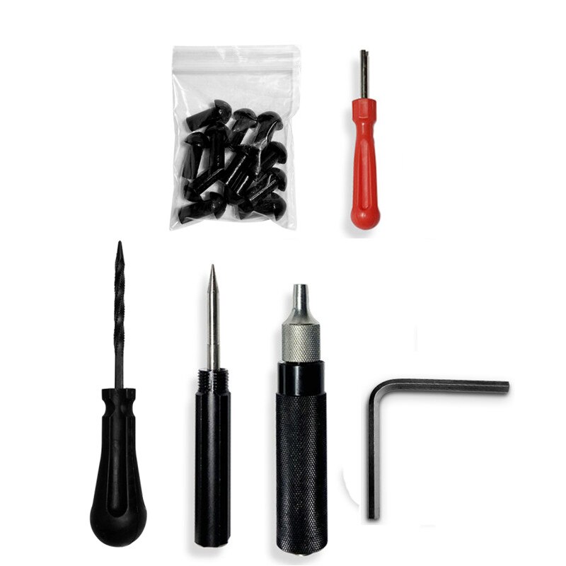 Kit De Réparation Pneu Champignon - Pour Voiture, Moto, Camion - 24 Patchs + Outils