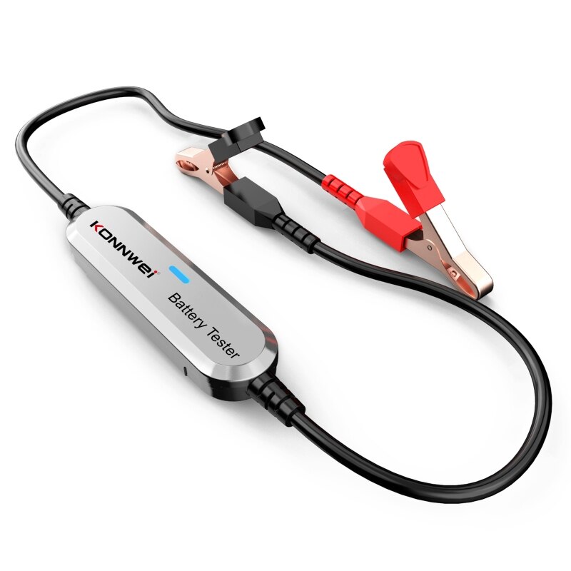 Car Battery Tester Quick Check Lead-Acid Starting Battery Analyzer Electric Quantity Detector for 12V Heavy-Duty: Silver