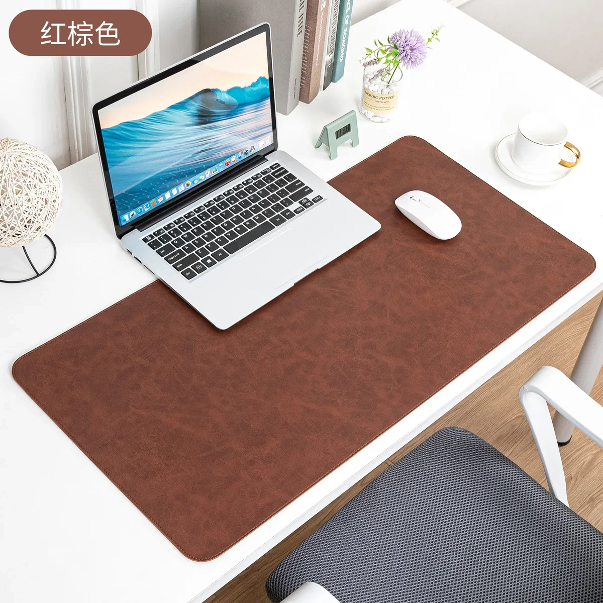 Desk Pad Waterproof PU Mouse Pad Desk Mat Protective Cover Large Mousepad Computer Laptop Non-slip Easy To Clean Keyboard Mats: M / WHITE