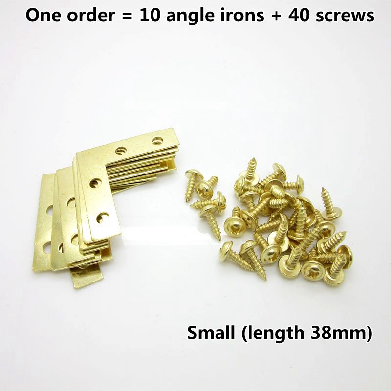 10 L-shaped Flat Corner Furniture Accessories Fixtures Frame Angle Iron 90 Degree Angle Iron For Fixing The Edge Of The Frame: small (Gold)