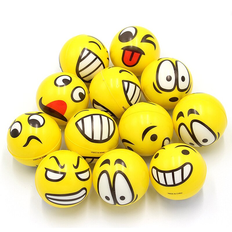 12 Stuks Voor Kinderen Hand Pols Kinderen Speelgoed Smiley Bal Smiley Stress Bal Smiley Squeeze Bal Anti Stress Autisme Squeeze speelgoed: Default Title