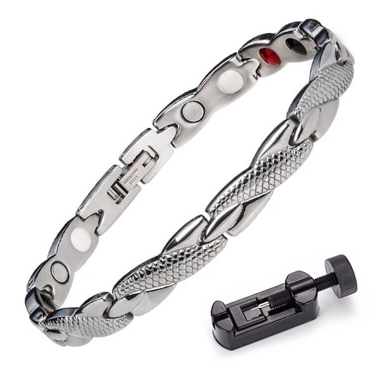 Bracelet magnétique torsadé pour femmes et hommes, bijoux de soins de santé en acier inoxydable: Silverwith tool