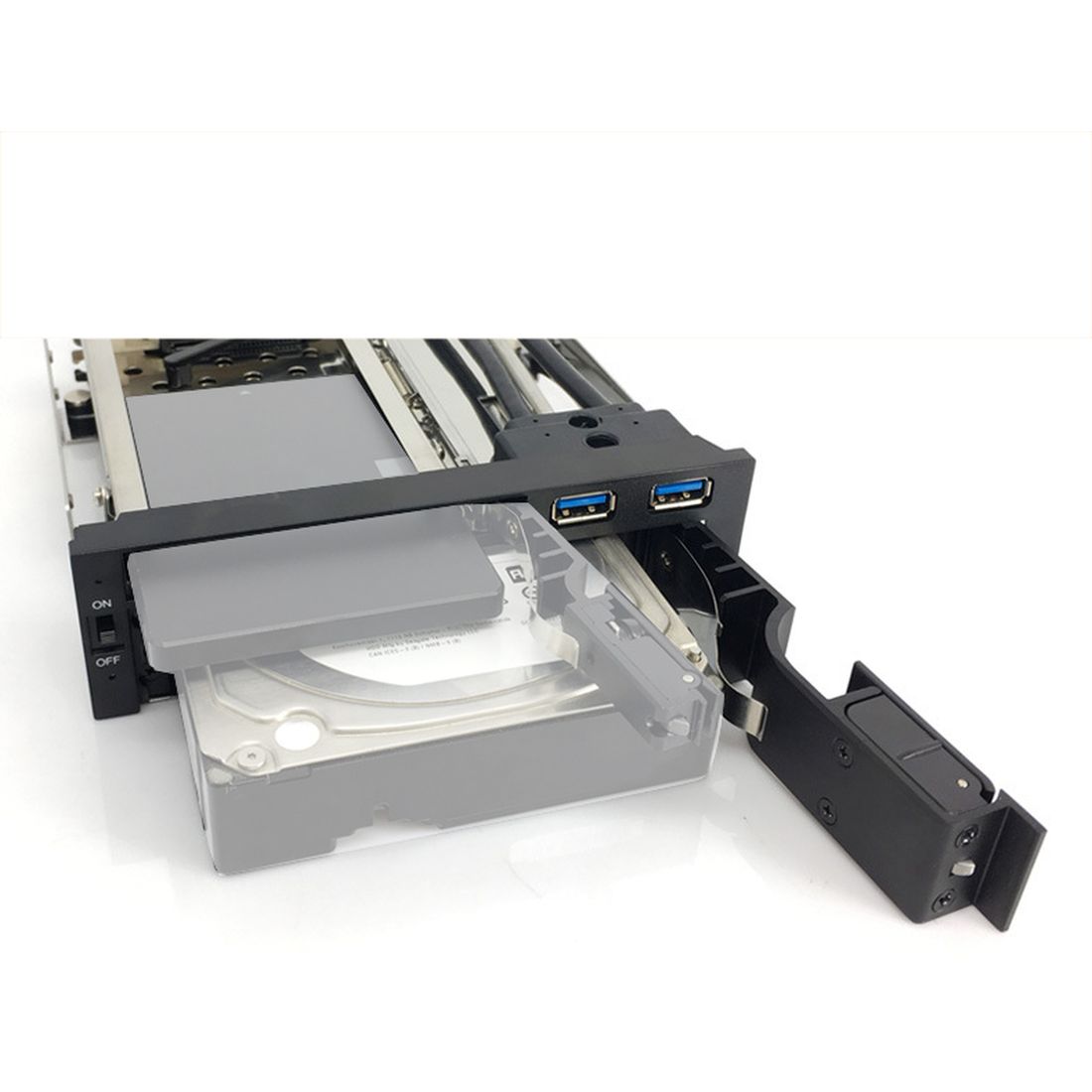 Optical Dual Bay Tray Less Mobile Rack Enclosure For 2.5 Inch 3.5 Inch SATAT III HDD SSD (2 Port USB 3.0 Hub Optional ) Desktop