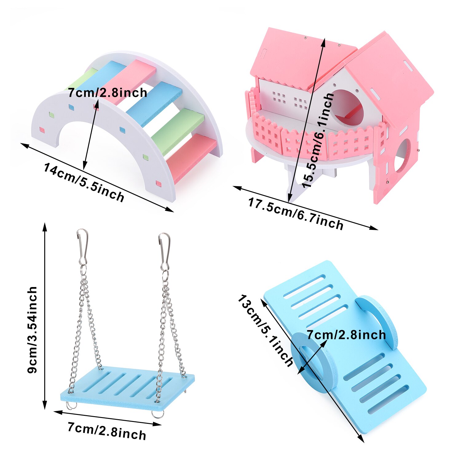 Hamster Speelgoed Accessoires Kleine Dier Swing Egel Woestijnrat Rainbow Bridge Pet Sport Oefening Speelgoed Set Hamsters Huis