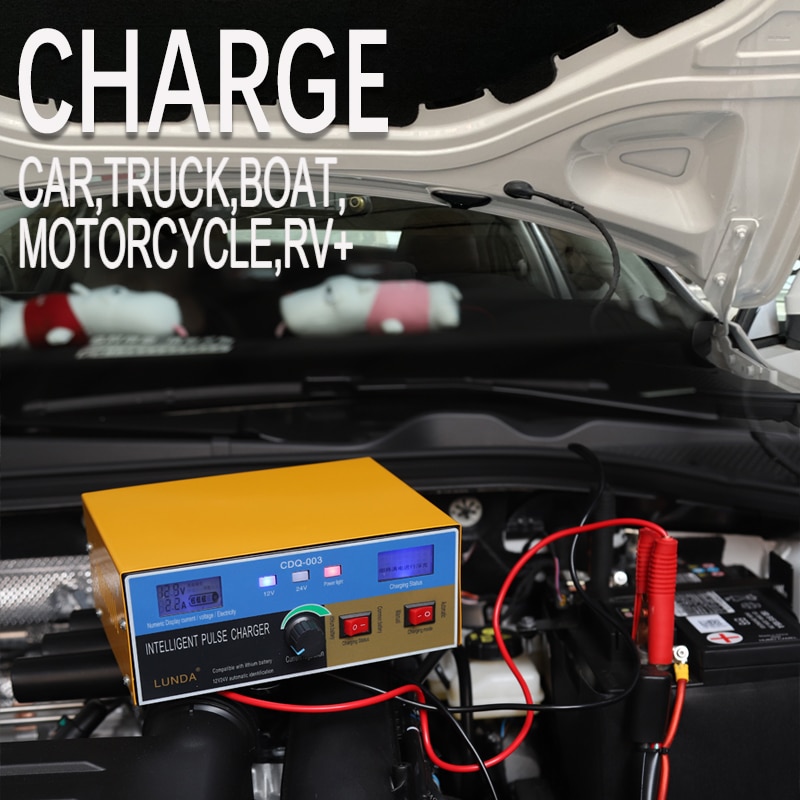 12V/24V 20A/15A 400W 6AH-400AH Smart Pulse Repair Battery Charger and Maintainer Lithium/Lead-Acid Battery for Car Motorcycle