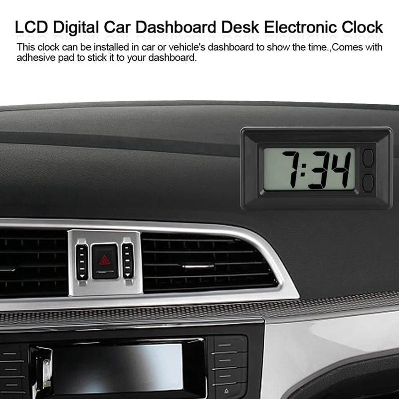 Portable Clock LCD Digital Table Car Dashboard Desk Electronic Clock Date Time Calendar Display Dashboard
