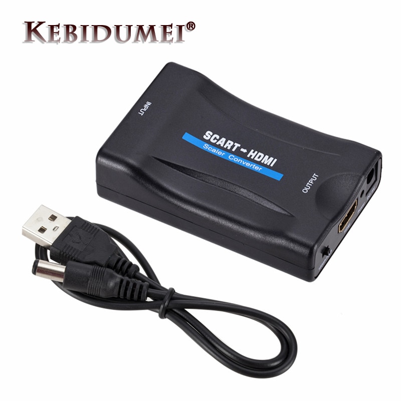 Kebidu SCART Naar HDMI 1080P Video Audio Upscale Converter Adapter Voor HD TV DVD Voor Sky Box STB Plug en Spelen Met Usb-kabel