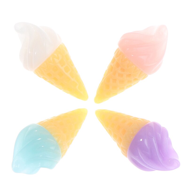 10 Uds. De conos de helado de resina en miniatura, suministros DIY, accesorios, juguetes para juego de imitación