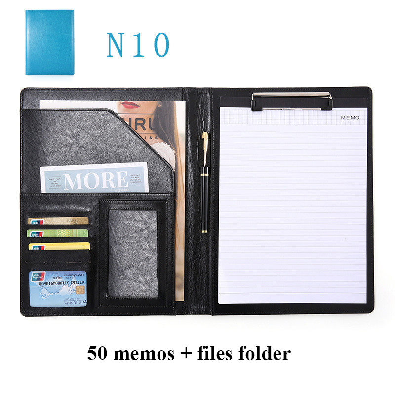 A4 Leather Clipboard File Folder Multi-function Folder Organizer Office Manager Clip Writing Pads Contract Briefcase Portfolio: A4