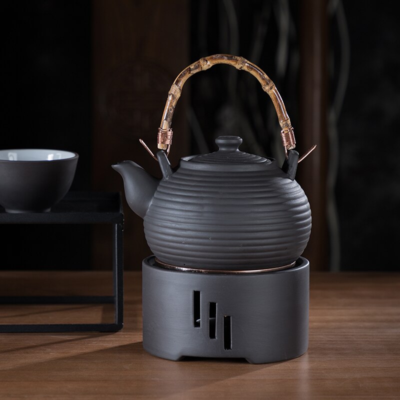 Japansk stil keramisk lysestage sort zen kung fu te ceremoni varmere base tekande komfur isolering base kaffe mælk varmere