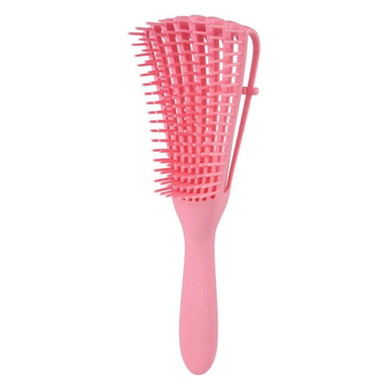 1 stk detangling børste til krøllet hår skridsikker gummi blæksprutte hårbørste kam hovedbund massagebørster badeværelse tilbehør: Lyserød
