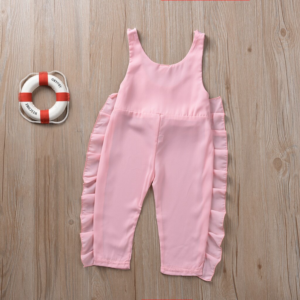 1-6 años niños pequeños volante para niña pequeña pantalones babero mono monos trajes traje de sol