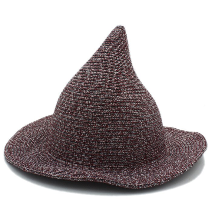 20CM Top Hat Child Kid Gandalf Witch Wizard Cosplay Party Carnival Halloween Braided Rope Ribbon Act Carnival Straw Hat Sun Cap: Wine red