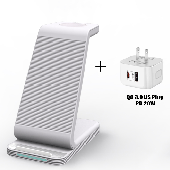 3 In 1 Draadloze Oplader Stand Voor Iphone 13 12 11 Xr 8 Apple Horloge Qi Snel Opladen Dock Station voor Airpods Pro Iwatch 7 6: D2-WT-US(C)