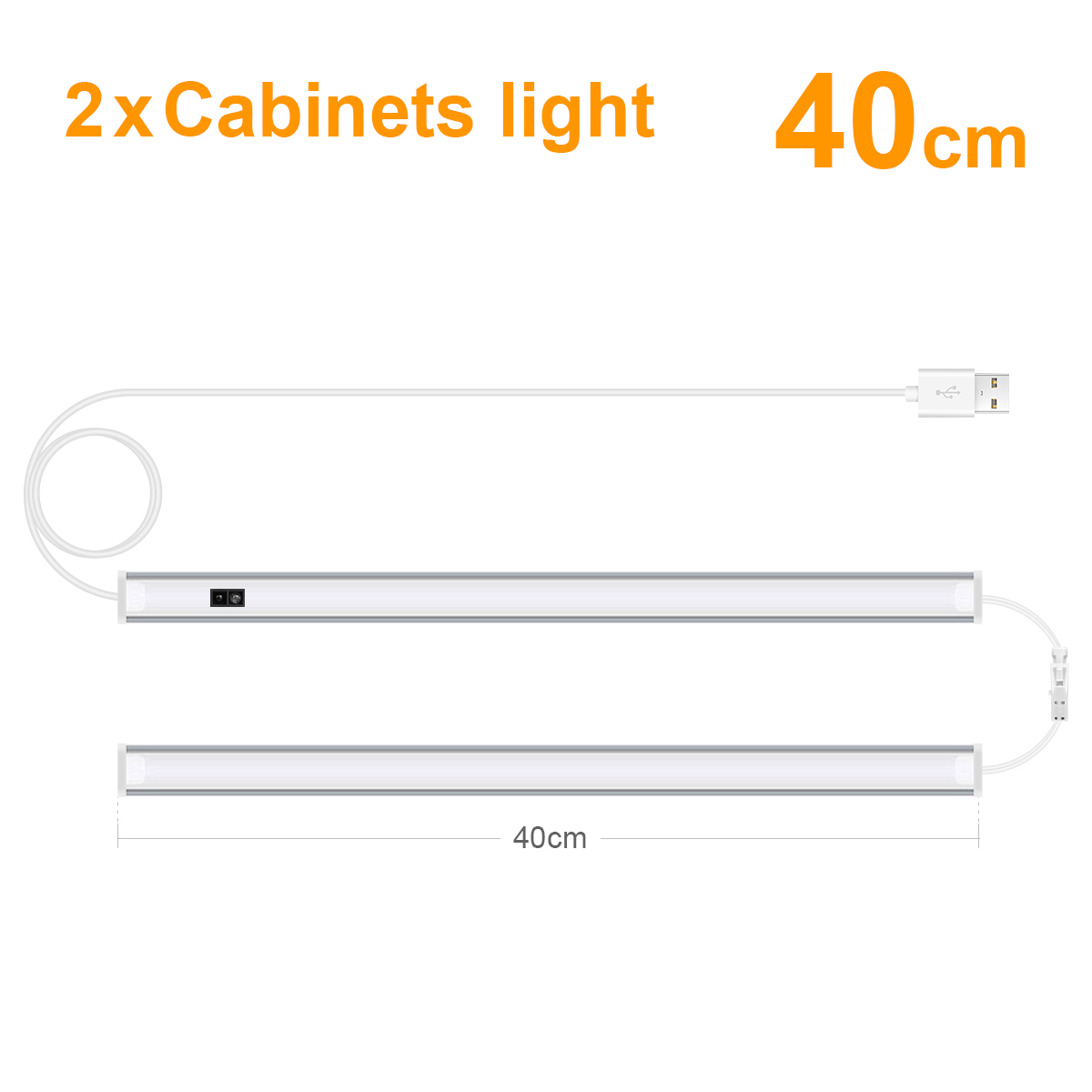 Led-ljusramp i aluminium för köksskåp, beröringsfri rörelsesensorlampa för skåpbänkskiva: Varm vit / Grön