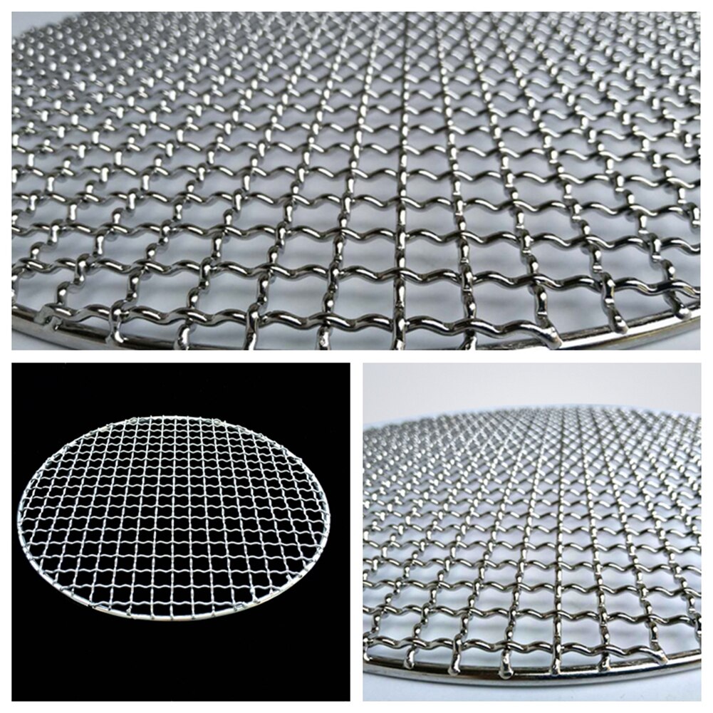 Rustfrit stål runde grill bbq grill mesh net non-stick grill bageplade bacon grill værktøj jern netto grillmåtte gitter