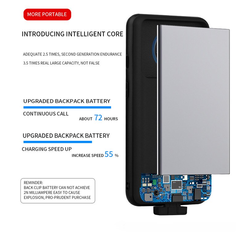 1 + 7T Schlank stoßfest Batterie Ladegerät fallen Für Oneplus 7T 1 + 7t erweitert Energie Bank fallen Zurück Clip batterie Abdeckung 5000mAh