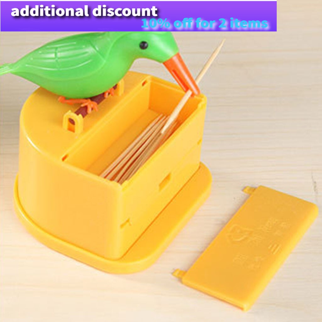 Mignon colibri cure-dents distributeur Gag nettoyage dents matériel automatique oiseau cure-dents boîte