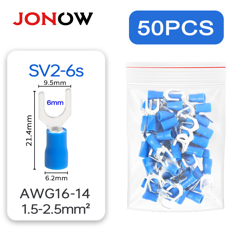 50PCS Fork Crimp Terminal Electrical Wire Connectors Spade Lugs Quick Splice Cables Insulation Shoe Plugs For Connection Screw: Orange