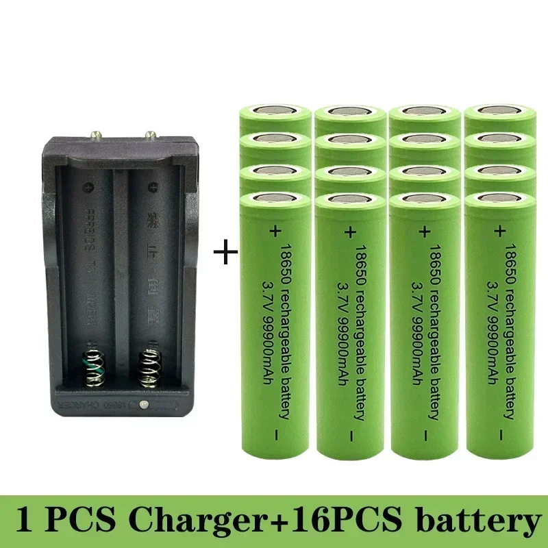 Bestselling100% original 18650 battery high-capacity 99900Mah 3.7V +charger,lithium-ion rechargeable battery for toy flashlights