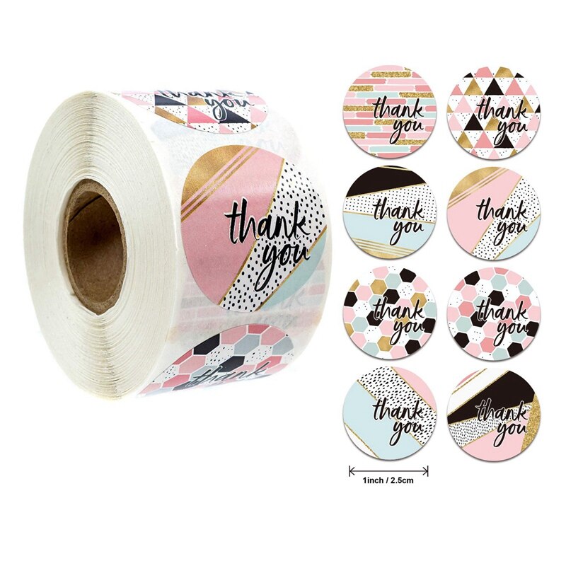2Pcs/Set 1 Inch Thank You Stickers Labels Roll Supplies for Small Business Retail Store Thank You Label Sticker
