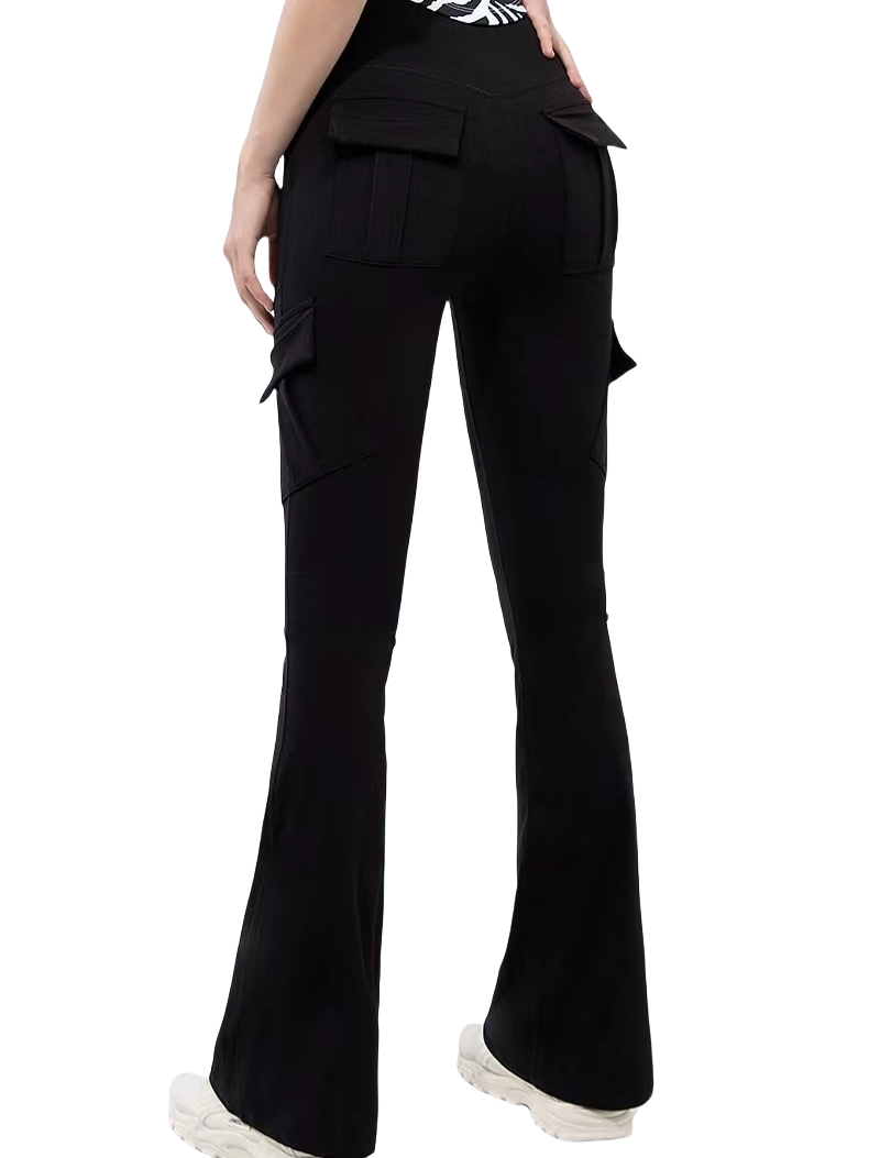 Neueste Damen-Yoga-Gamaschen mit weitem Bein und hohem Stretchanteil, nacktes Gefühl, Kompressions-Fitness-Arbeitskleidung mit Taschen, Yoga-Schlauch ﻿: L / MULTI
