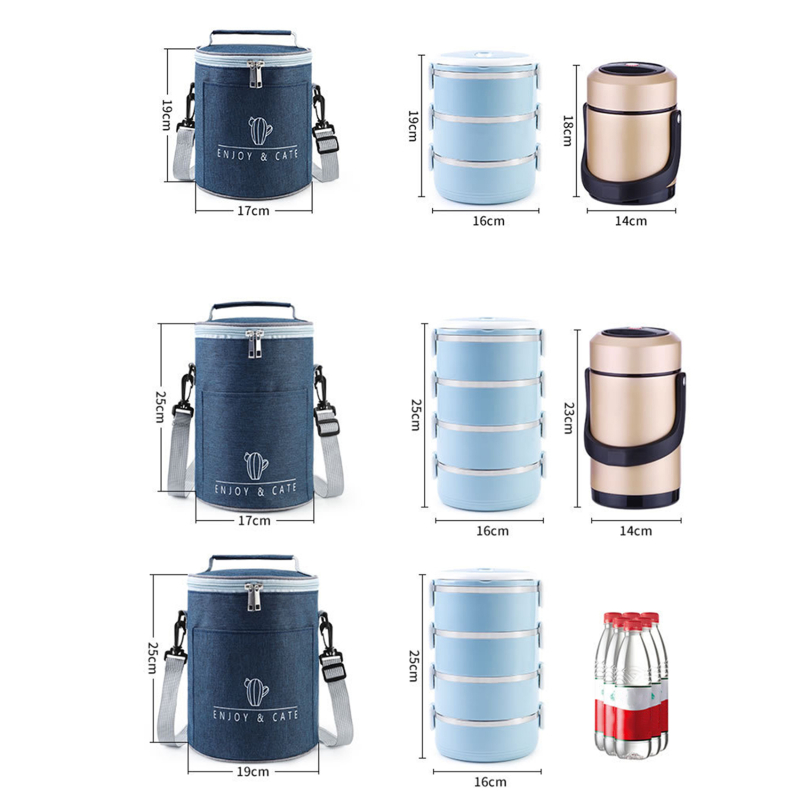 Large-Capacity Portable Lunch Bag Fresh-Keeping Thickened Lunch Box Bag Round Barrel Aluminum Foil Insulation Bags