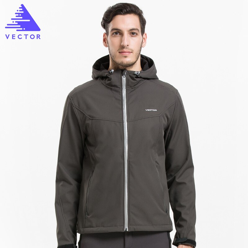 Vektori softshell takki miesten ulkotakki tuulenpitävä vedenpitävä takki miehille retkeilytakit sade tuulitakki 60025: Harmaa / M