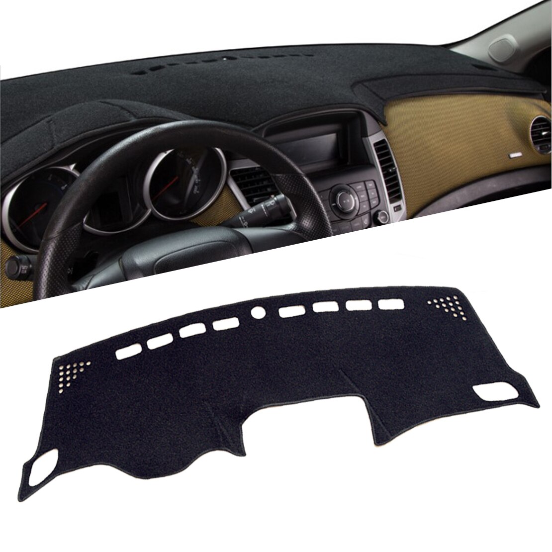 beler Black Polyester Fiber Dash Mat Dashboard Cover Pad Anti Sun Carpet fit for Jeep Renegade
