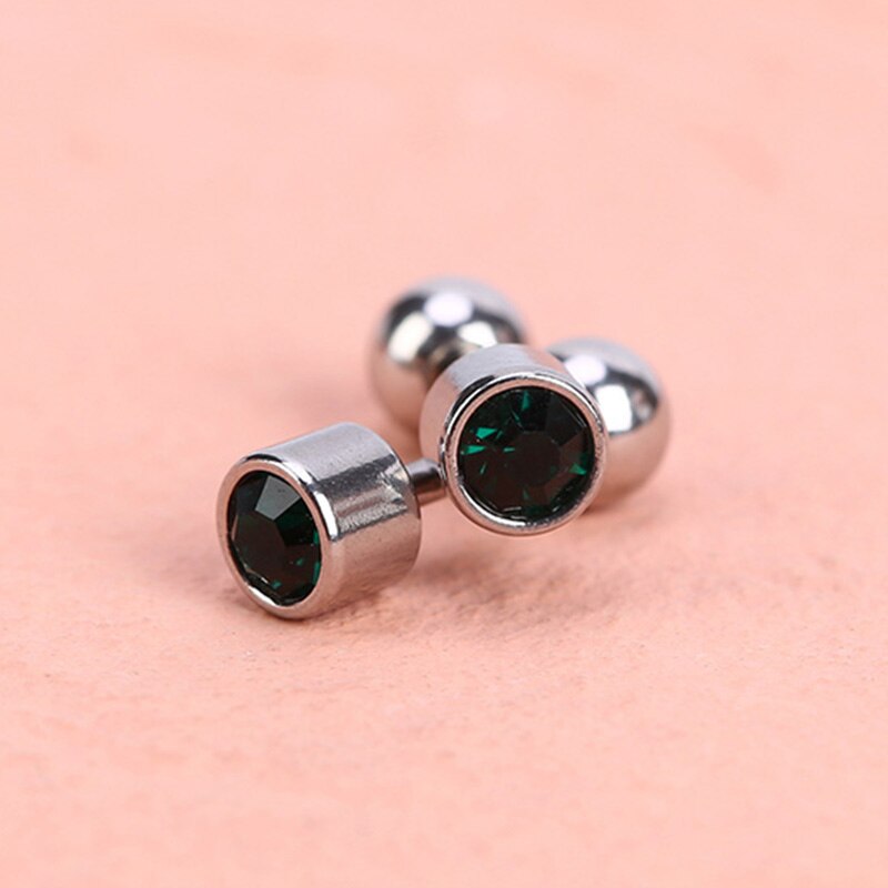 1 paar Medizinische Edelstahl Kristall Schraube Runde Ball Stud Ohrringe Ohr Knochen Nagel Knorpel Ohrring Ohr Piercing Körper Schmuck: Color 3