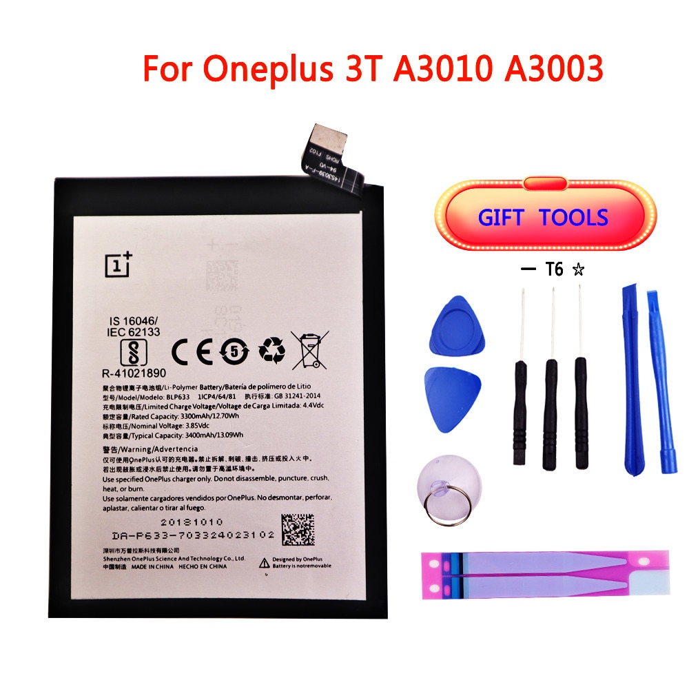 Originele Vervangende Batterij 3400mAh Voor Oneplus 3T A3010 A3003 BLP633 Retail Pakket Mobiele Telefoon Batterij