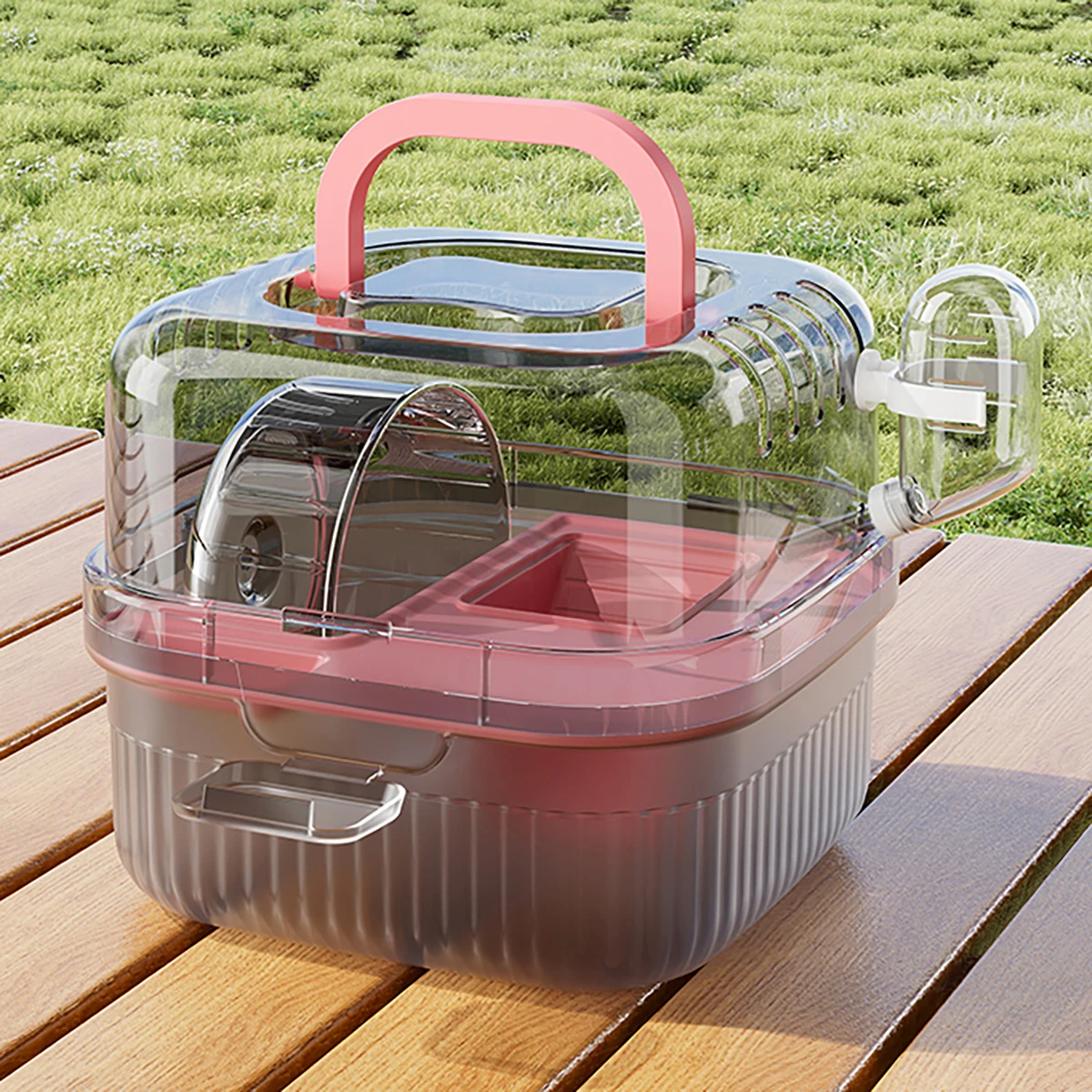Jaula para Chinchilla, estuche de viaje translúcido para hámster, gran capacidad, transpirable, hábitat para hámster, transportador de animales pequeños con agua: Blue