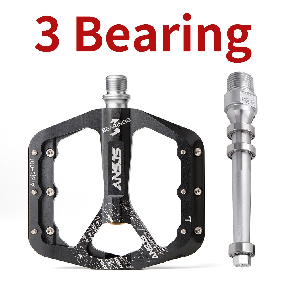 ANSJS Nicht-Slip Mountainbike Pedale, ultra Starke Bunte Cr-Mo CNC Gefräste 9/16 "3 Versiegelt Lager für Road BMX MTB Fixie Bike: 3 Bearings Black
