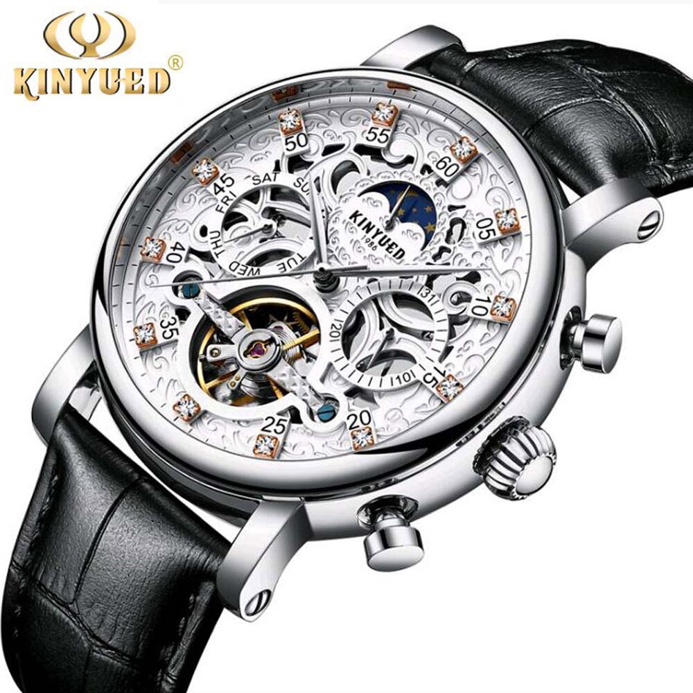 Kinyued Automatische Horloge Mannen Diamond Dial Waterdichte Skeleton Tourbillon Mechanische Heren Horloges Top Brand Luxe Horloges: D