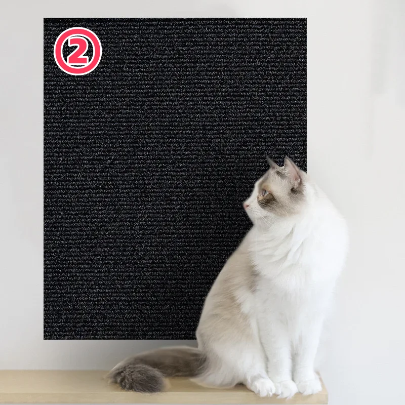 Self-adhesive Cat Scratching Mat Trimmable Cat Scratcher Sofa Tape Scratching Post Carpet Cats Scratch Board Cat Accessories: 4XL / black