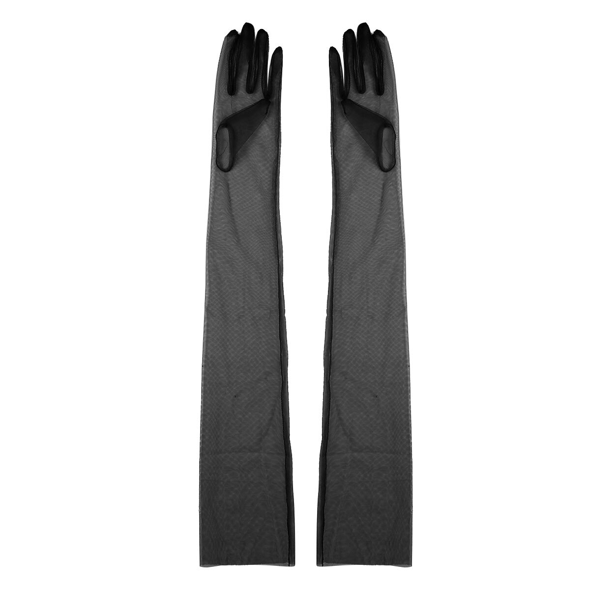 Luvas de tule transparente ultra-finas, luvas ultra longas cotovelo, acessório para tirar foto, dia das bruxas, moda feminina: Branco