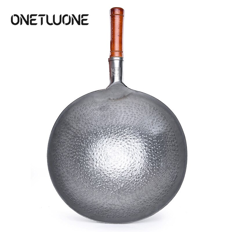 Chinese Ijzeren Pot Huishoudelijke Traditionele Handgemaakte Ijzeren Wok Zonder Olie Rook Ongecoat non-stick Wok Kookgerei