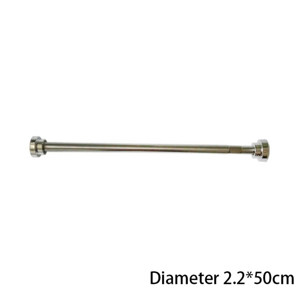 Barras de cortina de ducha de baño ajustables de acero inoxidable de 50/80 CM, barra telescópica de tensión extensible, percha para varilla perforadora de resorte libre: 50cm