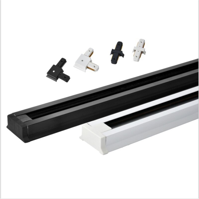 10 stks/partij led Track light rail voor 2 lijn, 150/200 cm aluminium wit en zwart lead rail met connectoren, plafond/wall mounted