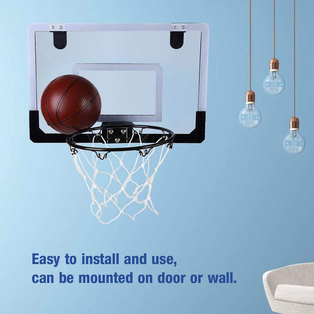 Office Indoor Toy Steel Rim Shatterproof Backboard With Ball Transparent Sports Basketball Hoop Set Mini Rebounds Wall Hanging