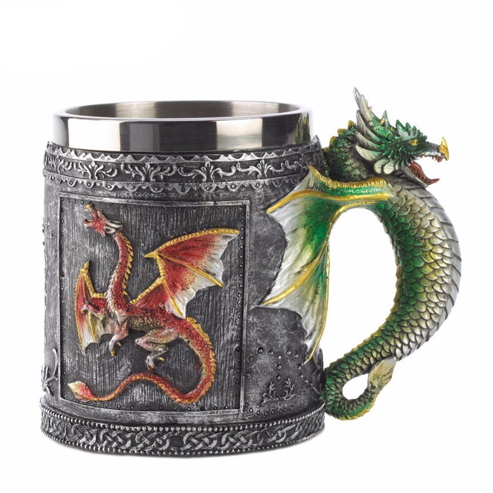 3D Café Lait Tasse Résine Crâne Tasse Chope Frappant Guerrier de Crâne Chope Viking Crâne Chope de bière En Acier Inoxydable Verres