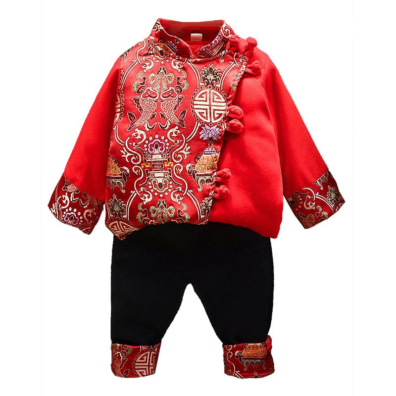 Jungen Traditionellen Chinesischen Stil Hanfu Tang Anzug Kinder Mädchen Qipao Cheongsam Kleid Neue Jahr Stickerei Tops Mäntel Orientalischen Kleidung
