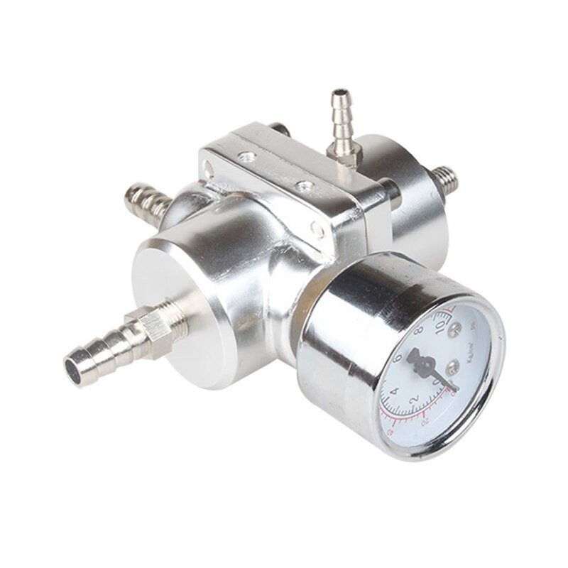 EPMAN-jdm Universal 0-140 PSI Adjustable Fuel Pressure Regulator FPR /Gauge Red Blue Silver Black EP-FPR003: Silver