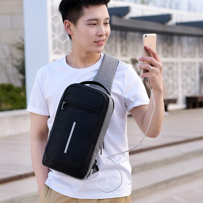 male small travel bag sling chest bag usb charge men messenger bags waterproof mini cross body bags women shoulder bag bagpack