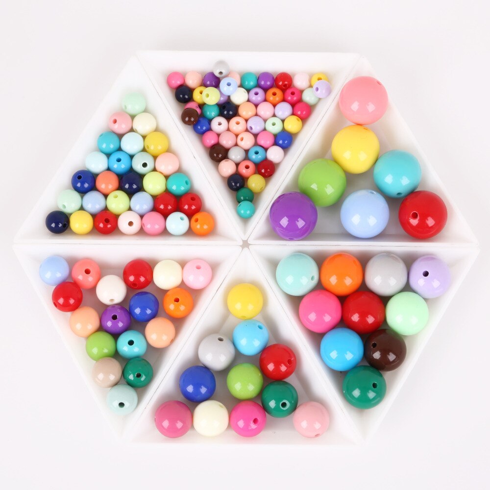 ! 6mm-16mm Diameter Mixed Color Shiny Plastic Acrylic Loose Spacer DIY Round Ball Beads for Jewelry Findings Making