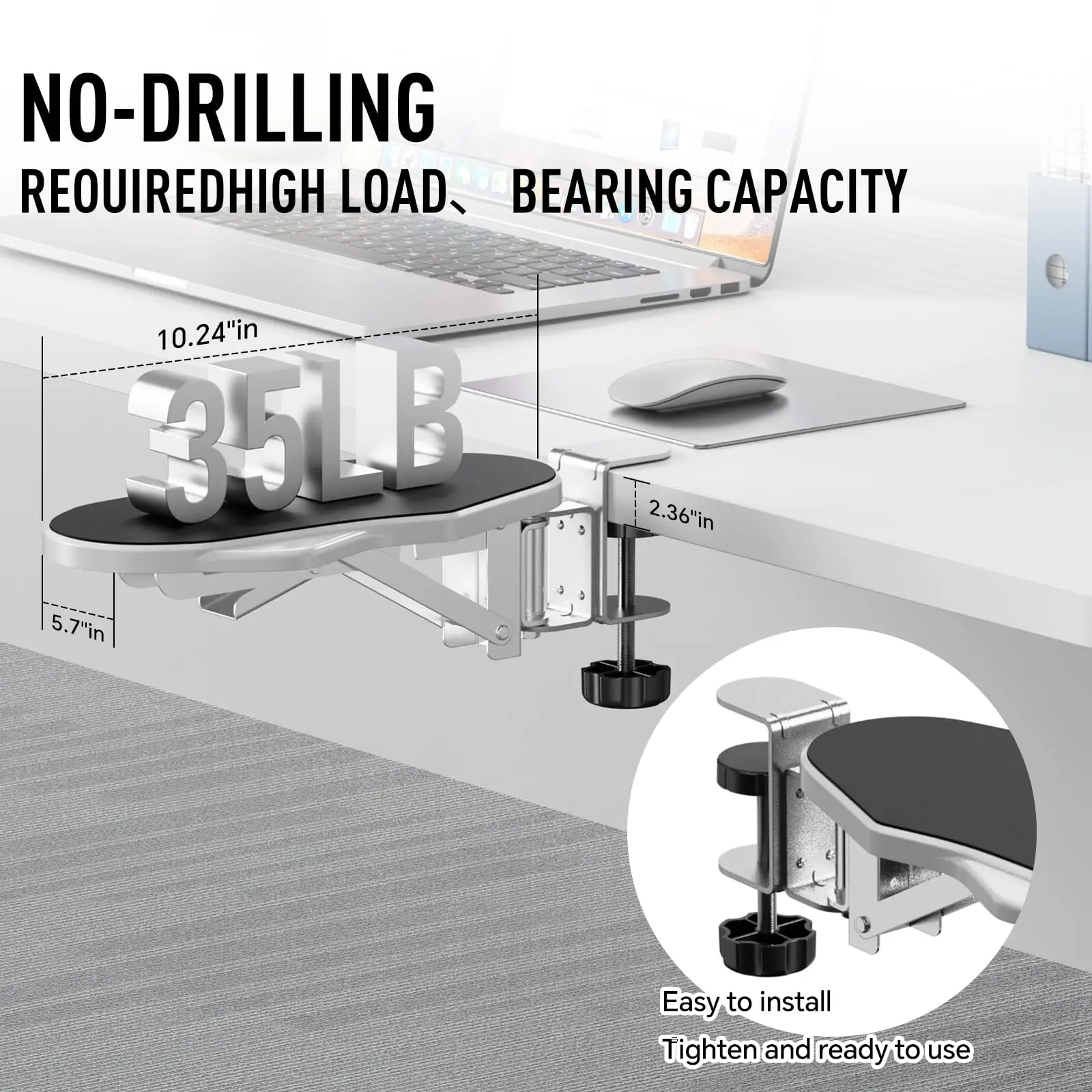 1pc Adjustable Ergonomic Arm Rest - Foldable Desk Extension with Rotating Wrist Pad for Home & Office Comfort Wrist Rest Support