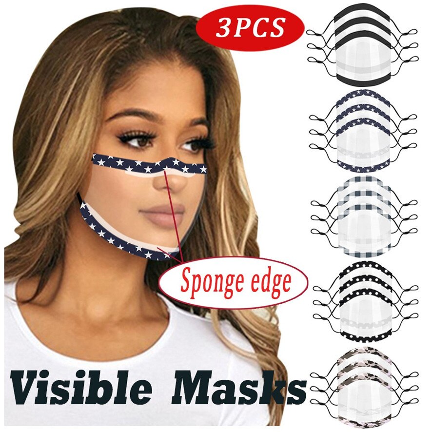 3PCS Men Women Faces Shields Screen Spare Visors Lip Visual Shield Splash Transparent Plastic Faces Shields Screen Spare Visors