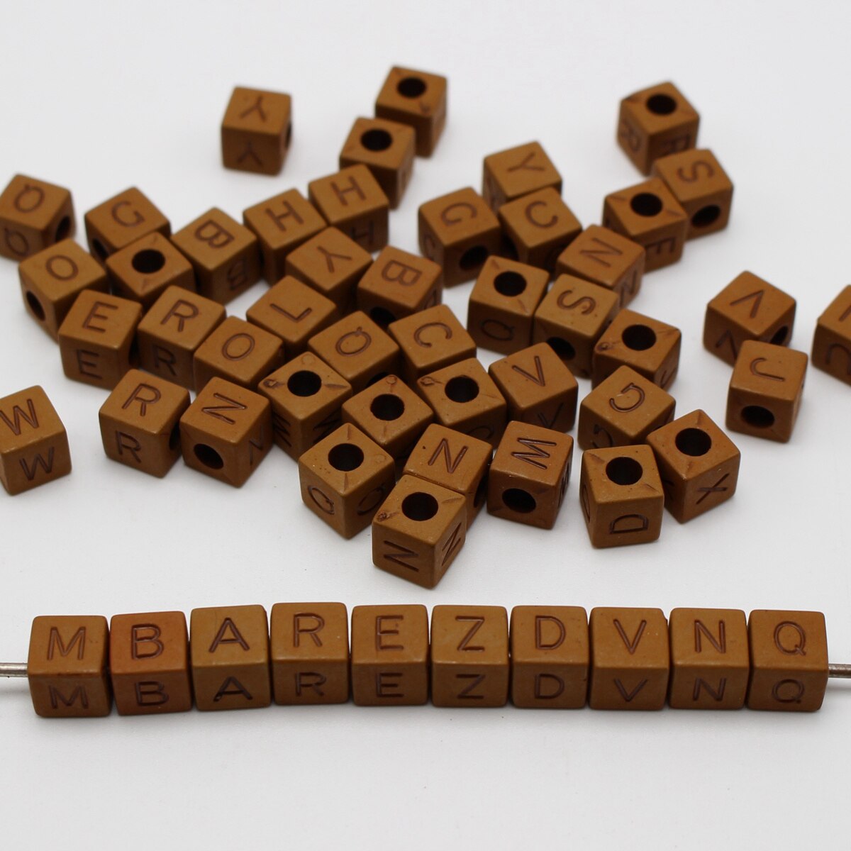 Kids Craft DIY Assorted Alphabet Letter Acrylic Cube Pony Beads 8mm 10mm: 200PCS Brown 8MM